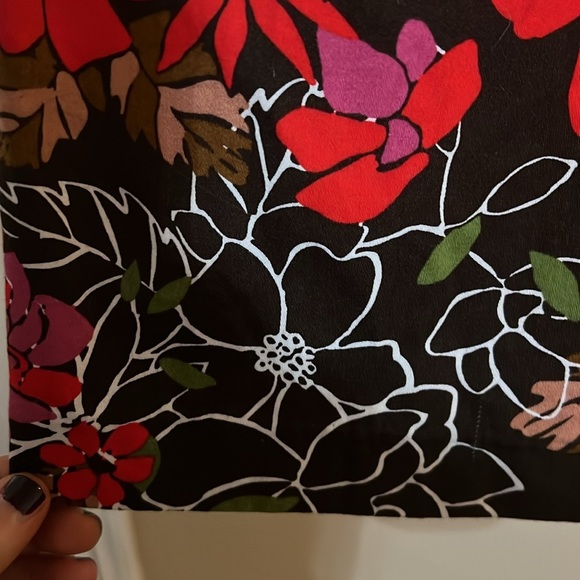 CATO Red Top w/Black/Pink/White Floral Skirt Sleeveless Sheath Dress, Sz 8,GUC. - Picture 6 of 8